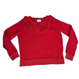 Red Ruffled Long Sleeve Top Hanna Andersson size 8 130